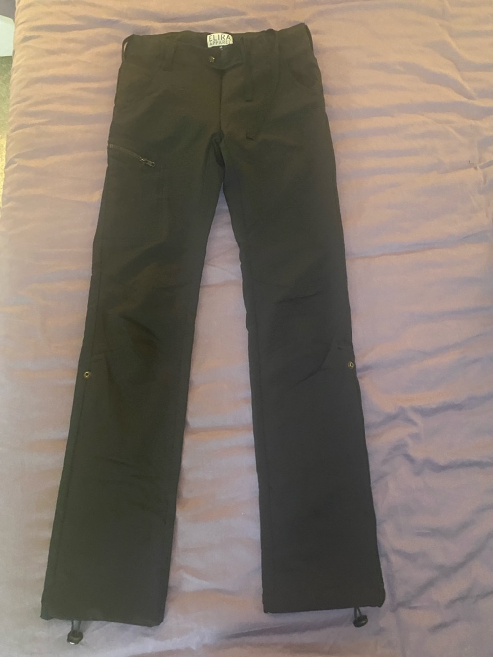 Elira Black Women's Outdoor Pants, easy unzip for outdoor toilet use